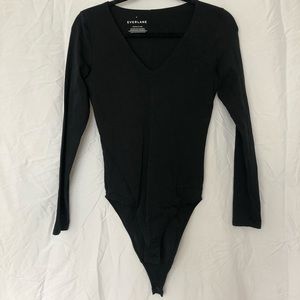 Everlane NWOT Everlane Long Sleeve Body Suit, V-neck, Black, Size M